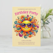 Geburtstagsparty - Sonnenlicht lächeln Einladung (Stehend Vorderseite)