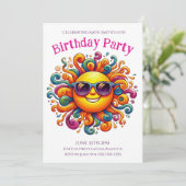 Geburtstagsparty - Sonnenlicht lächeln Einladung (Stehend Vorderseite)