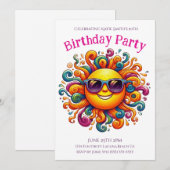 Geburtstagsparty - Sonnenlicht lächeln Einladung (Vorne/Hinten)