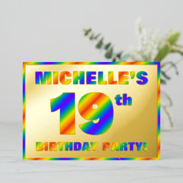 Geburtstagsparty - Spaß, Regenbogenspektrum "19" Folieneinladung