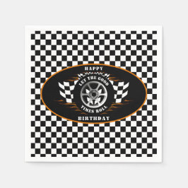 Geburtstagsparty - Sportwagenrennen mit gecheckter Serviette