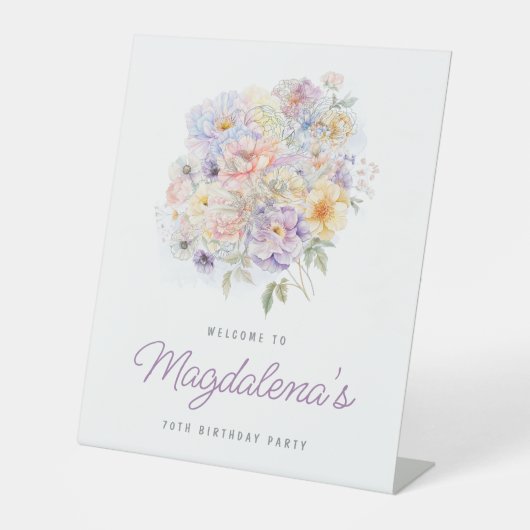 Geburtstagsparty Spring Blume Bouquet Willkommen Sockelschild (Vorderseite)