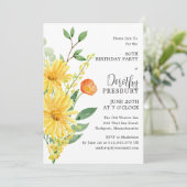 Geburtstagsparty Spring Yellow Floral Einladung (Stehend Vorderseite)