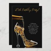 Geburtstagsparty-Stiletto mit Bubbly Einladung (Vorne/Hinten)