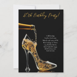 Geburtstagsparty-Stiletto mit Bubbly Einladung