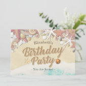 Geburtstagsparty Summer Beach Starfish Muscheln Einladung (Stehend Vorderseite)