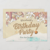Geburtstagsparty Summer Beach Starfish Muscheln Einladung (Vorne/Hinten)