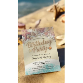 Geburtstagsparty Summer Beach Starfish Muscheln Einladung