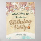 Geburtstagsparty Summer Beach Starfish Willkommen Poster (Vorne)
