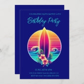 Geburtstagsparty-Sunset Surfboard Paradies- Einladung (Vorne/Hinten)