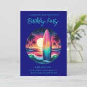 Geburtstagsparty-Surfboard-Escape Einladung (Stehend Vorderseite)