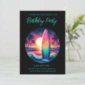 Geburtstagsparty-Surfboard-Escape Einladung (Stehend Vorderseite)