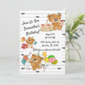 Geburtstagsparty Teddy Bears Einladung zum Geburts (Stehend Vorderseite)