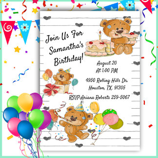 Geburtstagsparty Teddy Bears Einladung zum Geburts