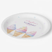 Geburtstagsparty Teller mit süßem Eis. (Schrägansicht)