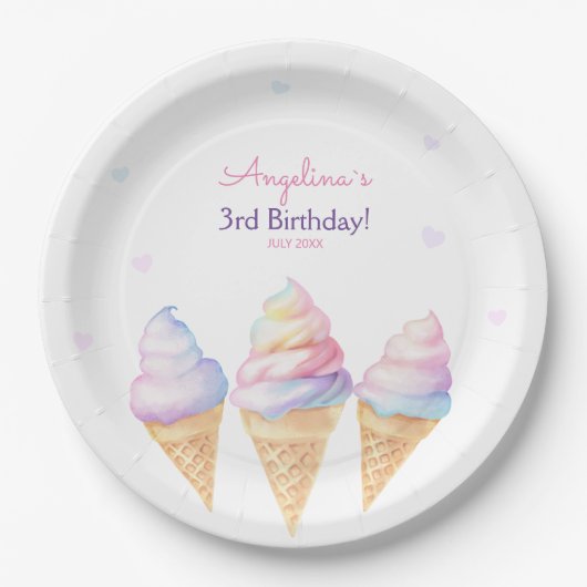 Geburtstagsparty Teller mit süßem Eis. (Vorderseite)