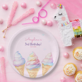 Geburtstagsparty Teller mit süßem Eis.