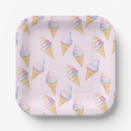 Geburtstagsparty Teller mit süßem Eis. (Vorderseite)