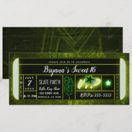 Geburtstagsparty-Ticket für Green & Black Light Gl Einladung