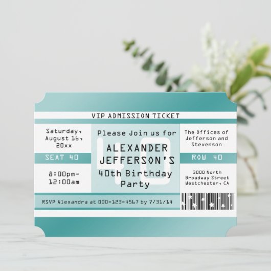 Geburtstagsparty Ticket Gestaltete Einladungen (Stehend Vorderseite)