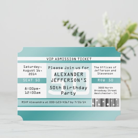 Geburtstagsparty Ticket Gestaltete Einladungen (Stehend Vorderseite)