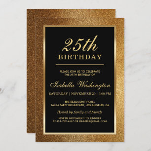 Geburtstagsparty Trendy Glam Gold Glitzer Einladung
