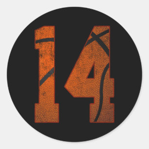 Geburtstagsparty Vierzehn 14 Jahre alt Basketbal Runder Aufkleber