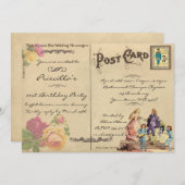 Geburtstagsparty, Vintag, altes Postkartenstil, Dr Einladung (Vorne/Hinten)