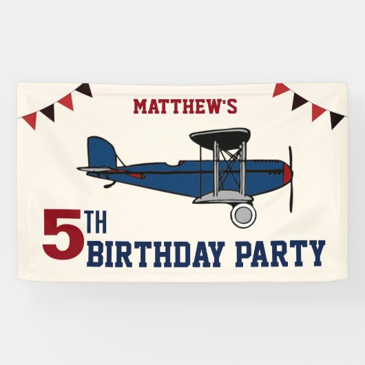 Geburtstagsparty Vintag Blue Retro Banner (Horizontal)