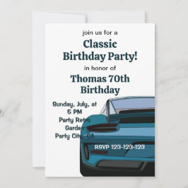 Geburtstagsparty Vintag Classic Car Einladung