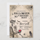 Geburtstagsparty Vintager Erwachsener Skull Hallow Einladung (Vorderseite)
