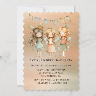 Geburtstagsparty Vintager Fairies und Friends Girl Einladung
