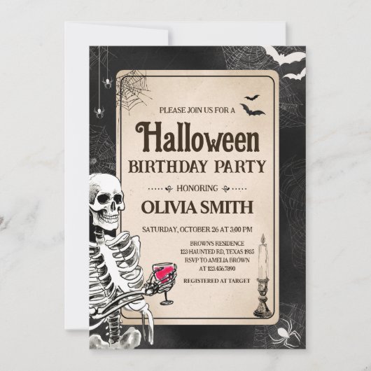 Geburtstagsparty Vintager Schädel Einladung (Vorderseite)