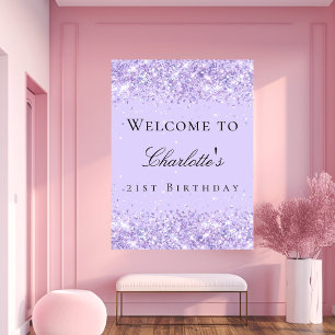 Geburtstagsparty Violett Lavendel Glitzer Name Poster