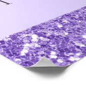 Geburtstagsparty Violett Lavendel Glitzer Name Poster (Ecke)