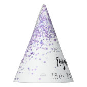 Geburtstagsparty violette weiße Glitzern Partyhütchen (Links)