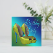 Geburtstagsparty von aquamarin Blue und Lime Green Einladung (Stehend Vorderseite)