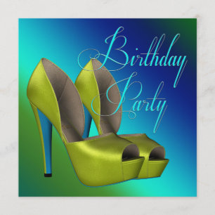 Geburtstagsparty von aquamarin Blue und Lime Green Einladung