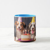 Geburtstagsparty von Hunden Tasse (Zentrum)
