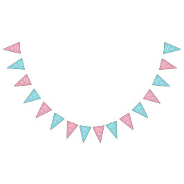 Geburtstagsparty von Jungen und Mädchen in Rosa un Wimpelkette