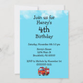 Geburtstagsparty von Kid's Fire Truck Einladung (Rückseite)