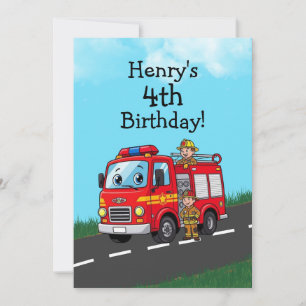 Geburtstagsparty von Kid's Fire Truck Einladung