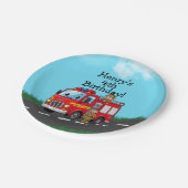 Geburtstagsparty von Kid's Fire Truck Pappteller (Schrägansicht)