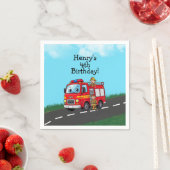 Geburtstagsparty von Kid's Fire Truck Serviette (Beispiel)