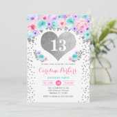 Geburtstagsparty von Mädchen - Aquamarines Lila Ro Einladung (Stehend Vorderseite)
