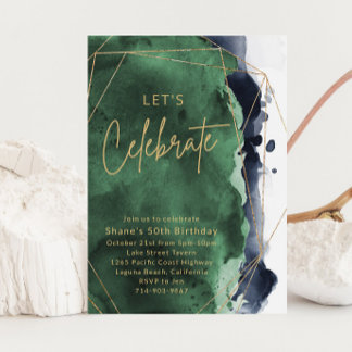 Geburtstagsparty von Navy Blue und Emerald Waterco Einladung