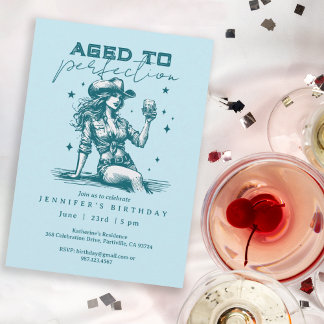 Geburtstagsparty von Perfection Blue Cowgirl Einladung