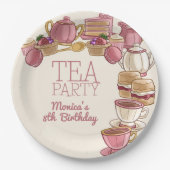 Geburtstagsparty von Pink Tee Pappteller (Vorderseite)