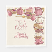 Geburtstagsparty von Pink Tee Serviette (Vorderseite)