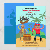 Geburtstagsparty von Piraten und Schatztruhe Einladung (Vorne/Hinten)